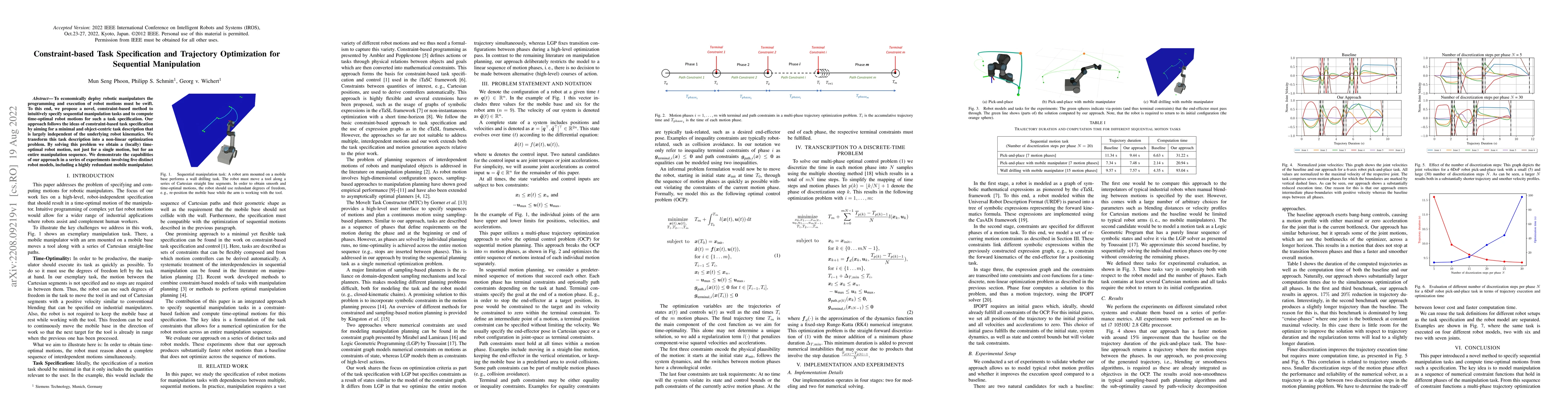 Thumbnail for Constraint-based Task Specification and Trajectory Optimization for
  Sequential Manipulation