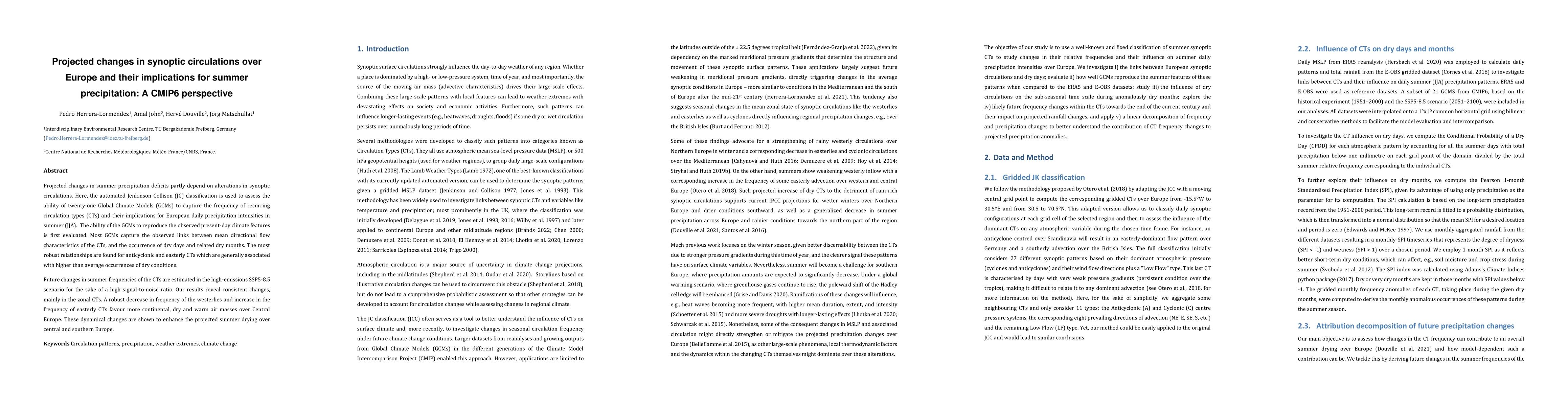 Thumbnail for Projected changes in synoptic circulations over Europe and their
  implications for summer precipitation: A CMIP6 perspective
