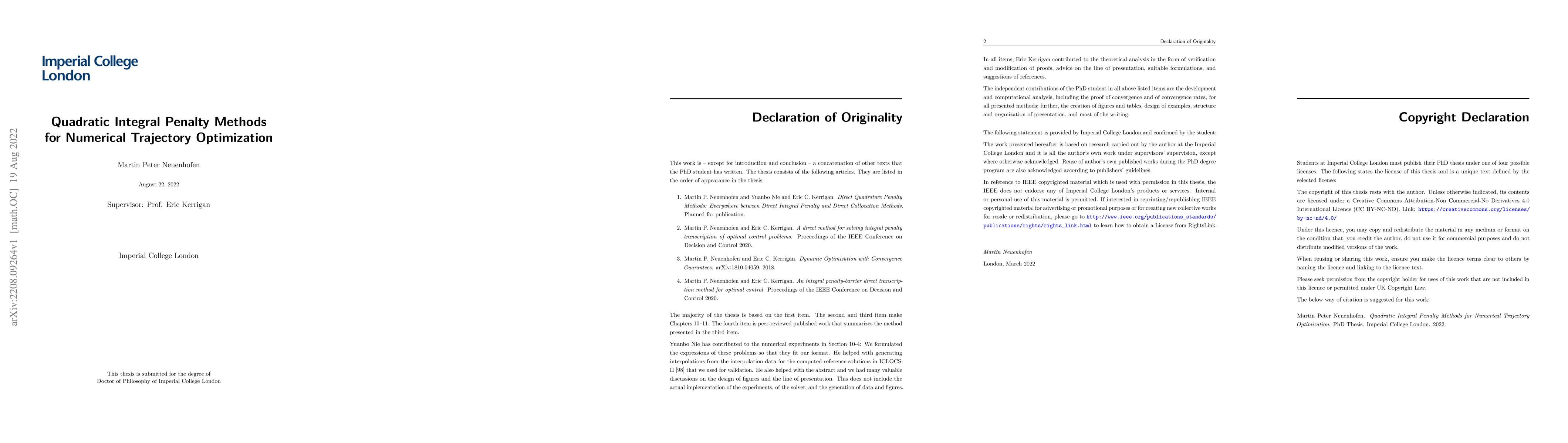 Thumbnail for Quadratic Integral Penalty Methods for Numerical Trajectory Optimization
