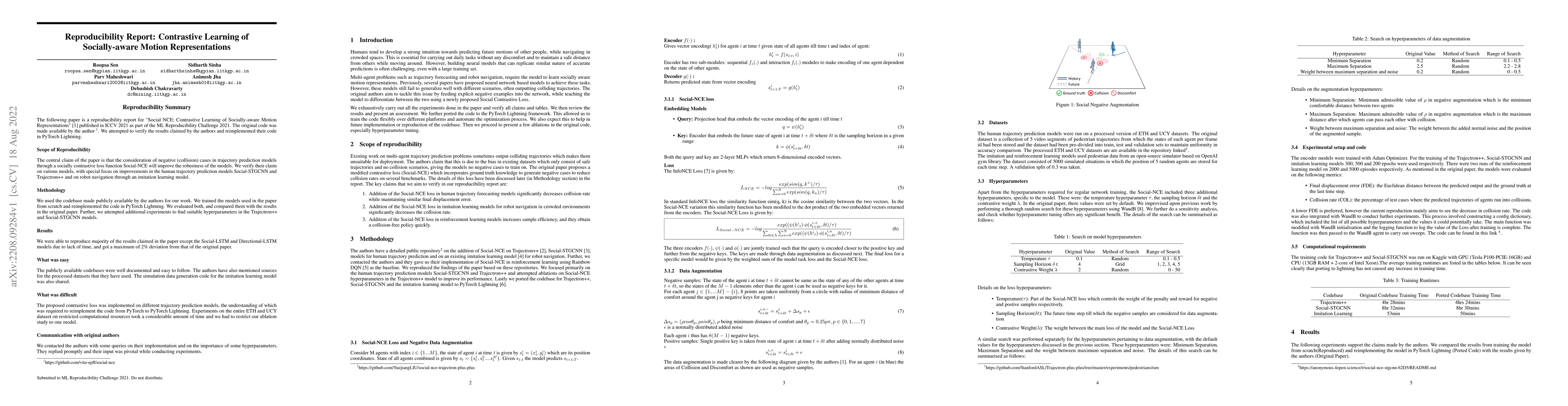 Thumbnail for Reproducibility Report: Contrastive Learning of Socially-aware Motion
  Representations