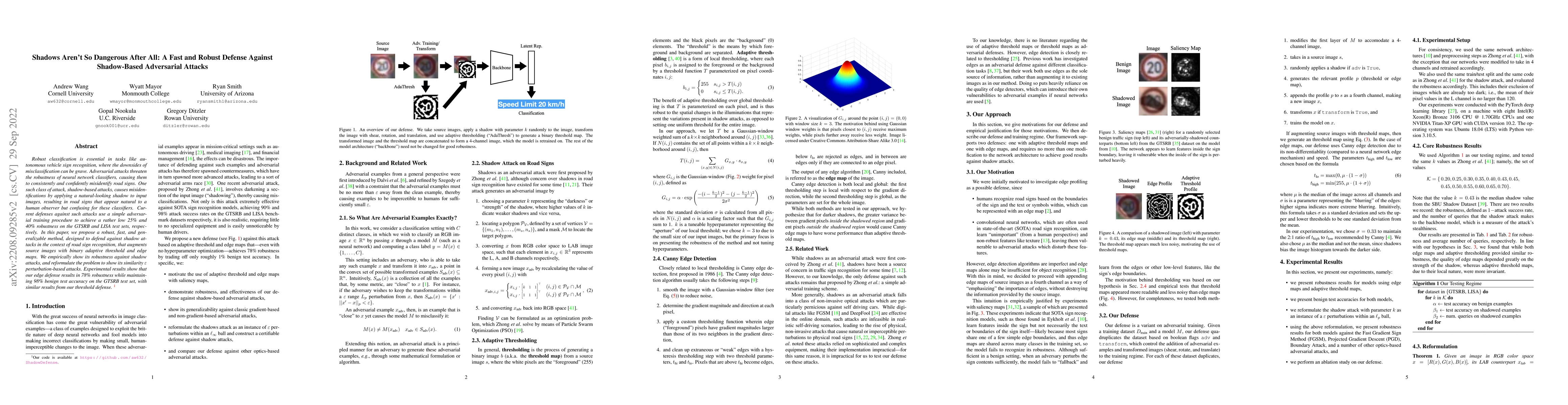 Thumbnail for Shadows Aren't So Dangerous After All: A Fast and Robust Defense Against
  Shadow-Based Adversarial Attacks