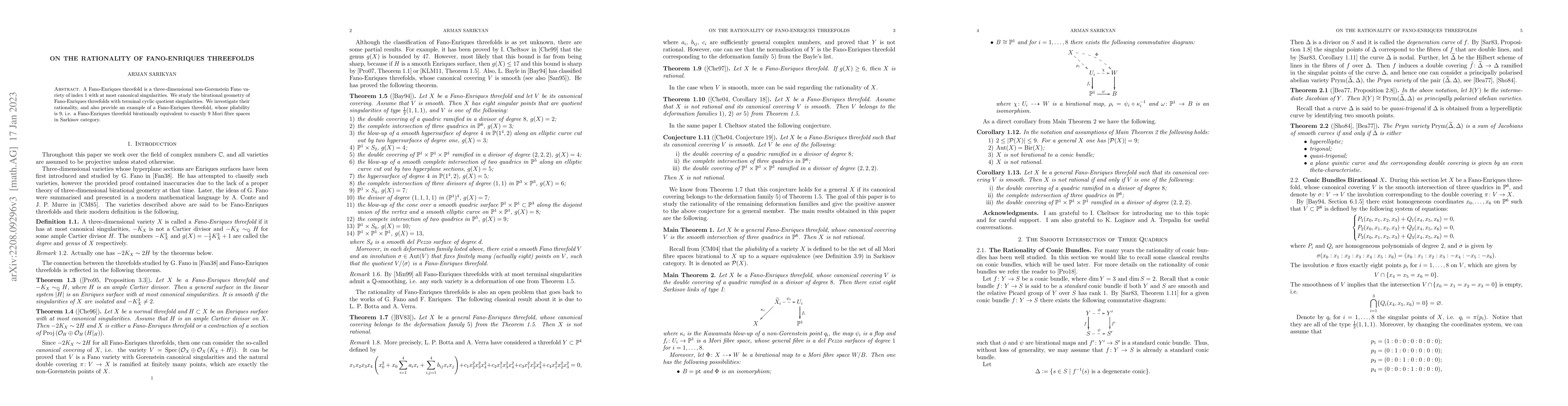 Thumbnail for On the Rationality of Fano-Enriques Threefolds