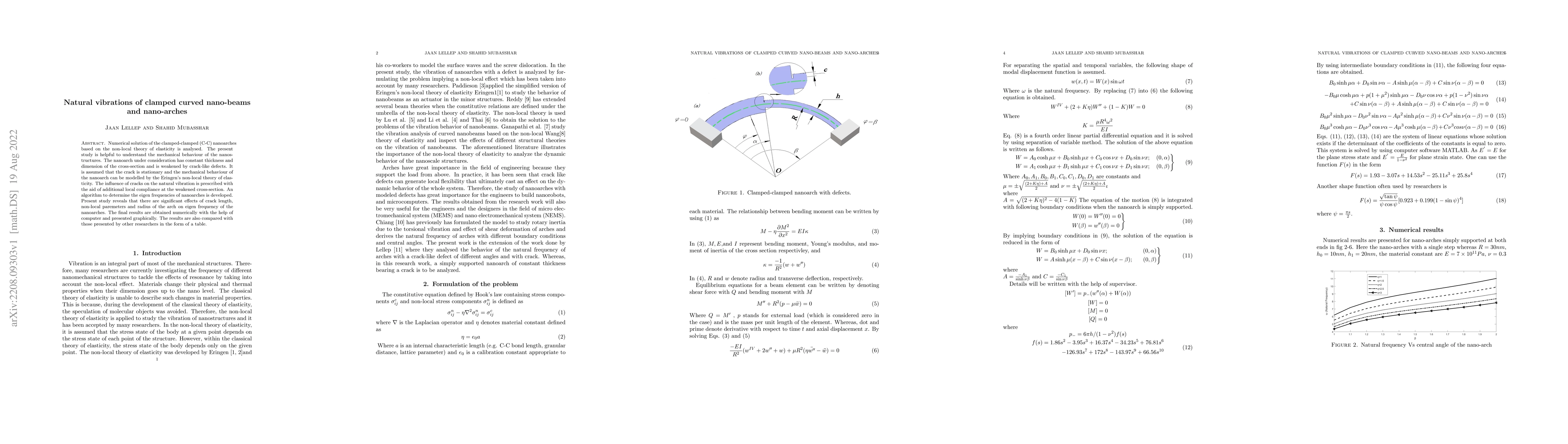 Thumbnail for Natural vibrations of clamped curved nano-beams and nano-arches