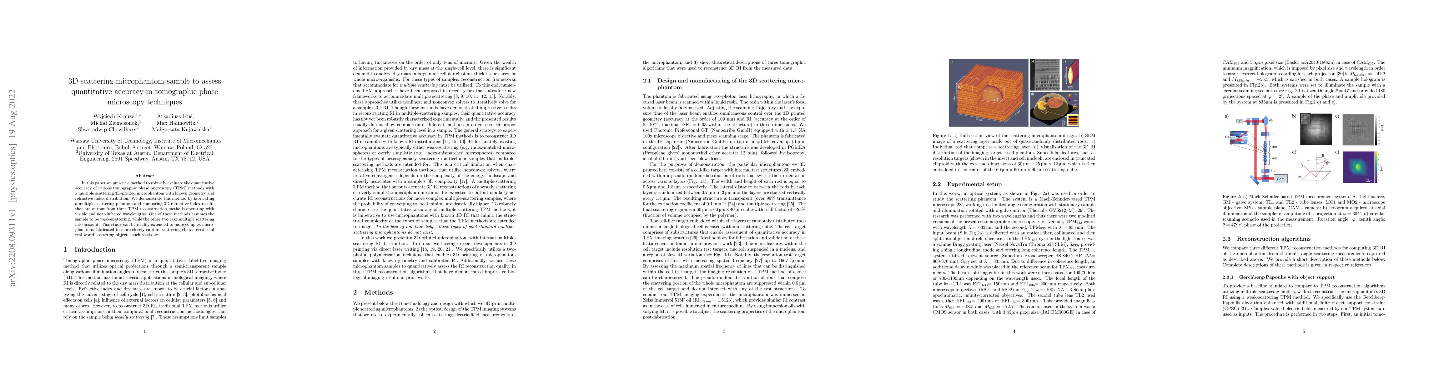 Thumbnail for 3D scattering microphantom sample to assess quantitative accuracy in
  tomographic phase microscopy techniques