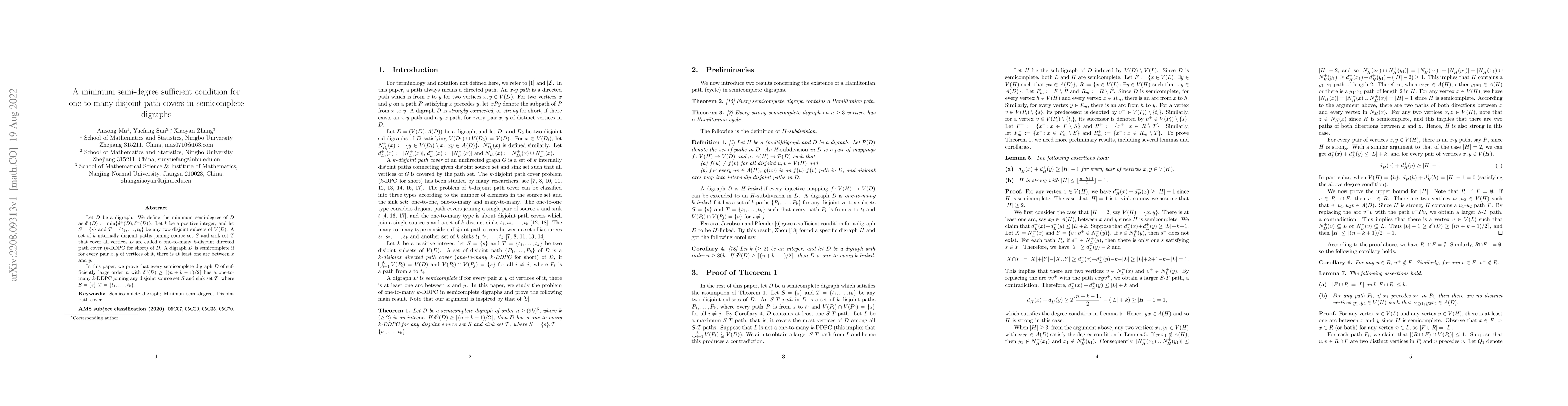 Thumbnail for A minimum semi-degree sufficient condition for one-to-many disjoint path
  covers in semicomplete digraphs