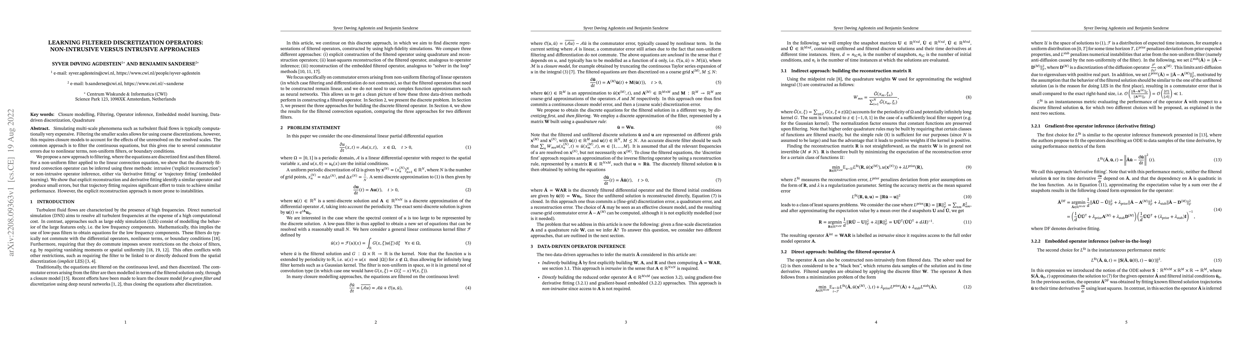 Thumbnail for Learning filtered discretization operators: non-intrusive versus
  intrusive approaches