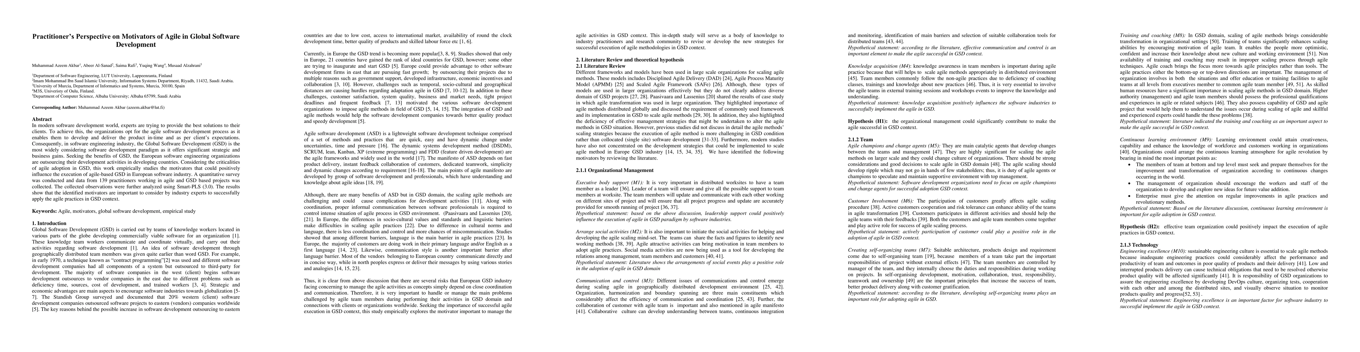Thumbnail for Practitioners Perspective on Motivators of Agile in Global Software
  Development