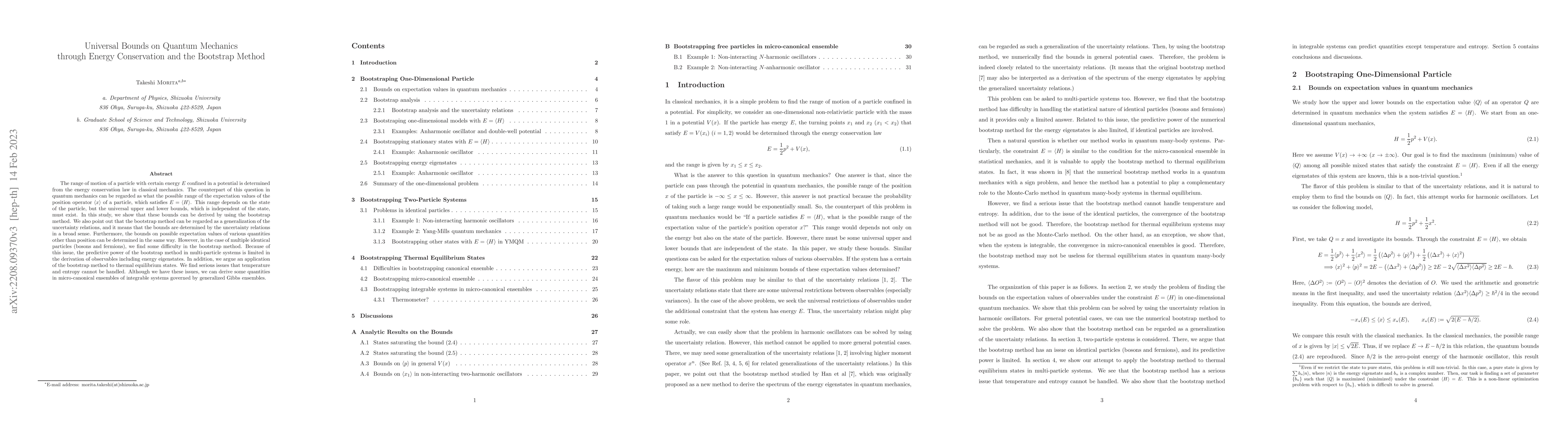 Thumbnail for Universal Bounds on Quantum Mechanics through Energy Conservation and
  the Bootstrap Method