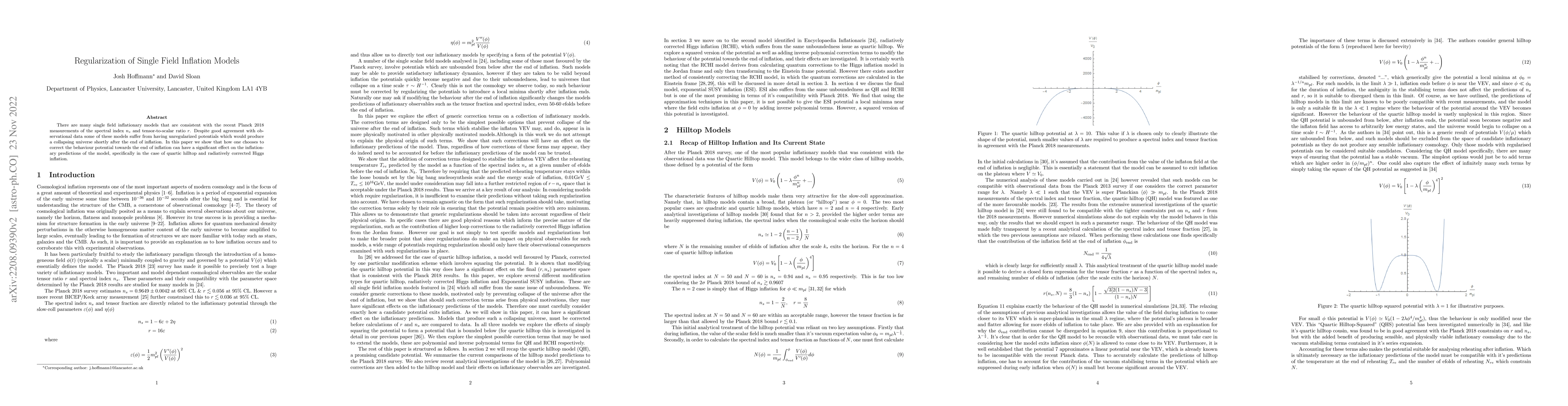 Thumbnail for Regularization of Single Field Inflation Models