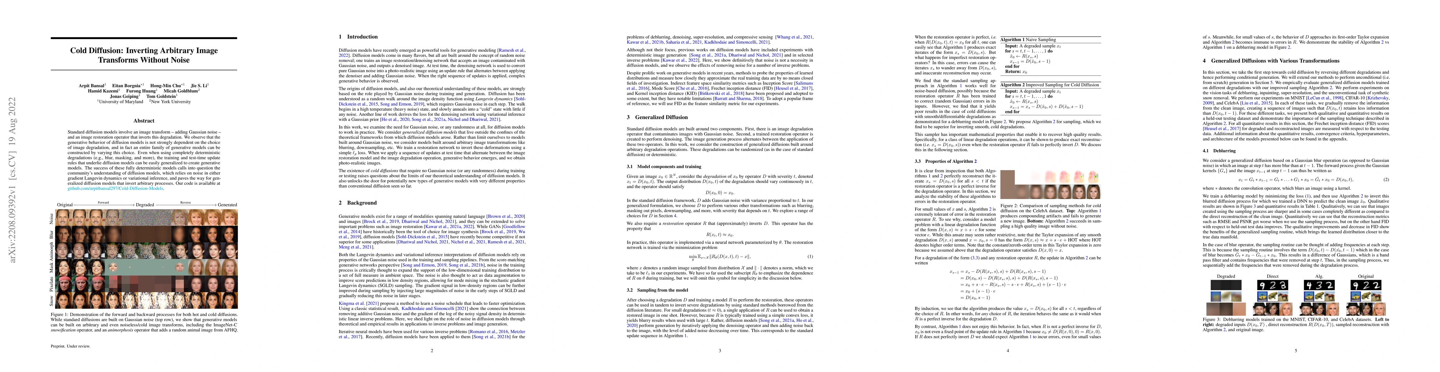 Thumbnail for Cold Diffusion: Inverting Arbitrary Image Transforms Without Noise