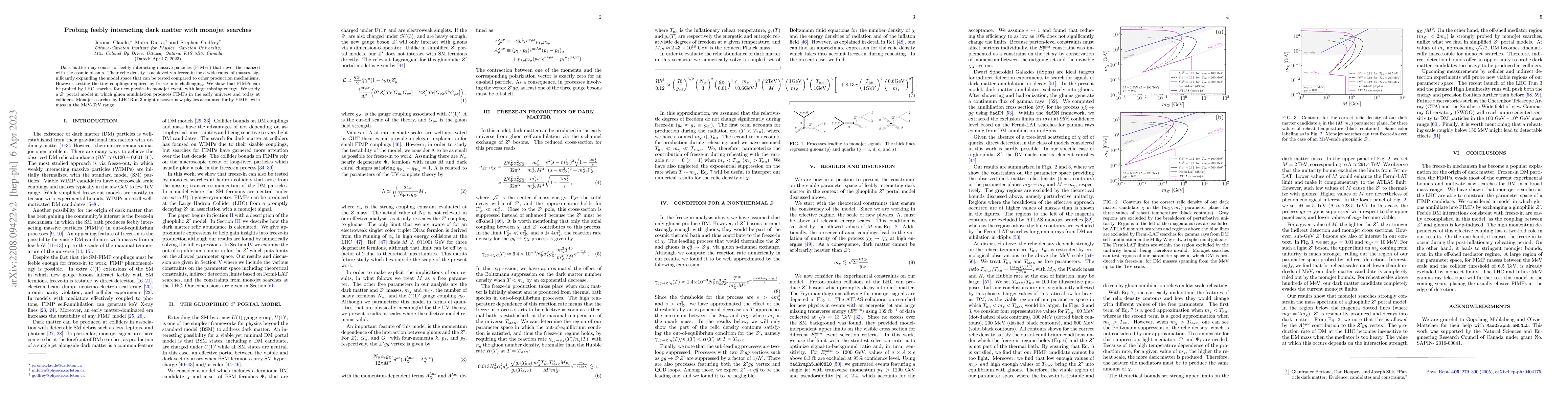 Thumbnail for Probing feebly interacting dark matter with monojet searches