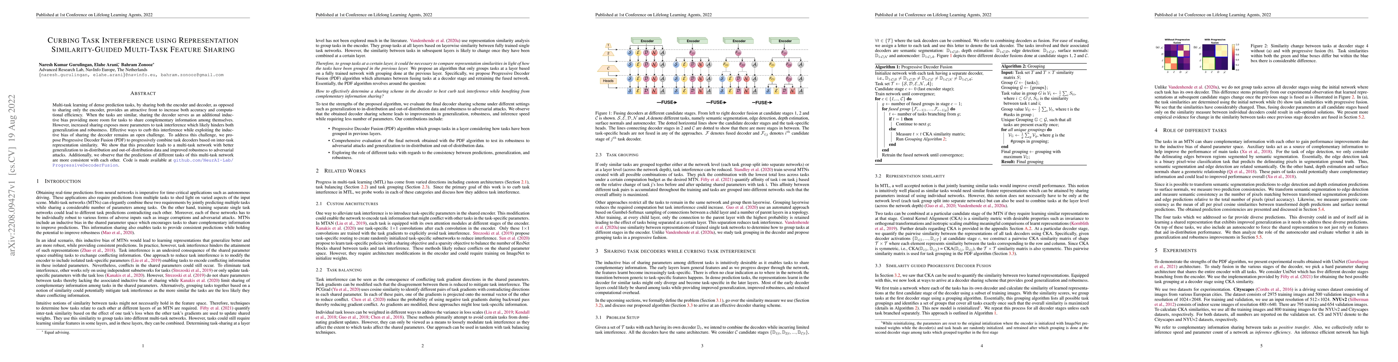 Thumbnail for Curbing Task Interference using Representation Similarity-Guided
  Multi-Task Feature Sharing
