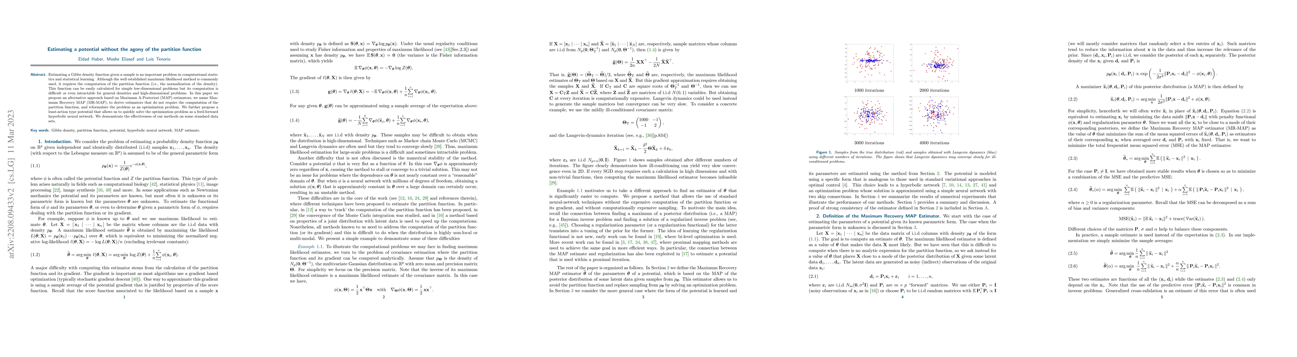Thumbnail for Estimating a potential without the agony of the partition function