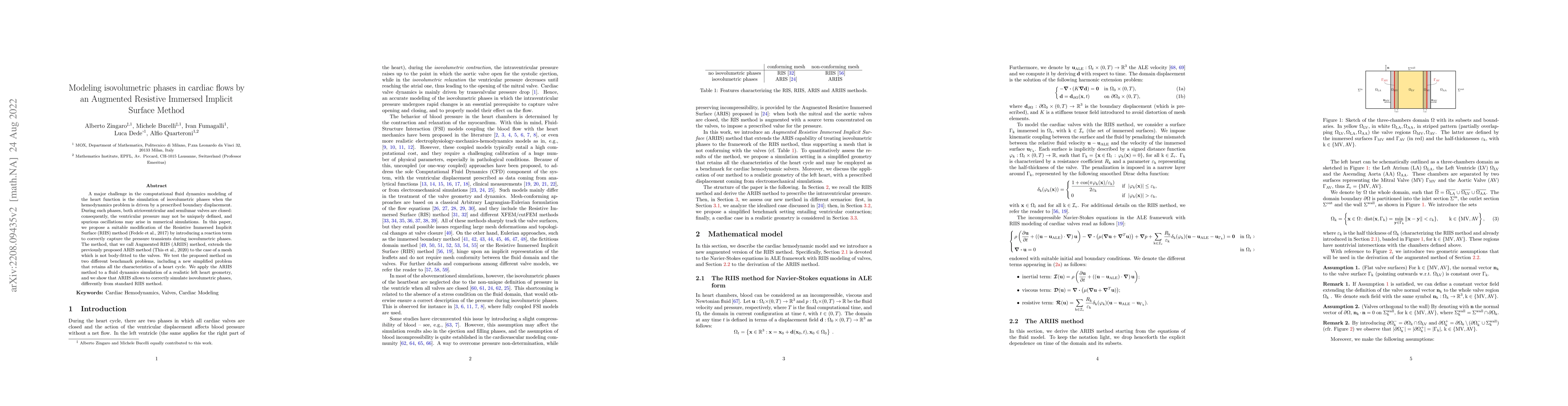 Thumbnail for Modeling isovolumetric phases in cardiac flows by an Augmented Resistive
  Immersed Implicit Surface Method