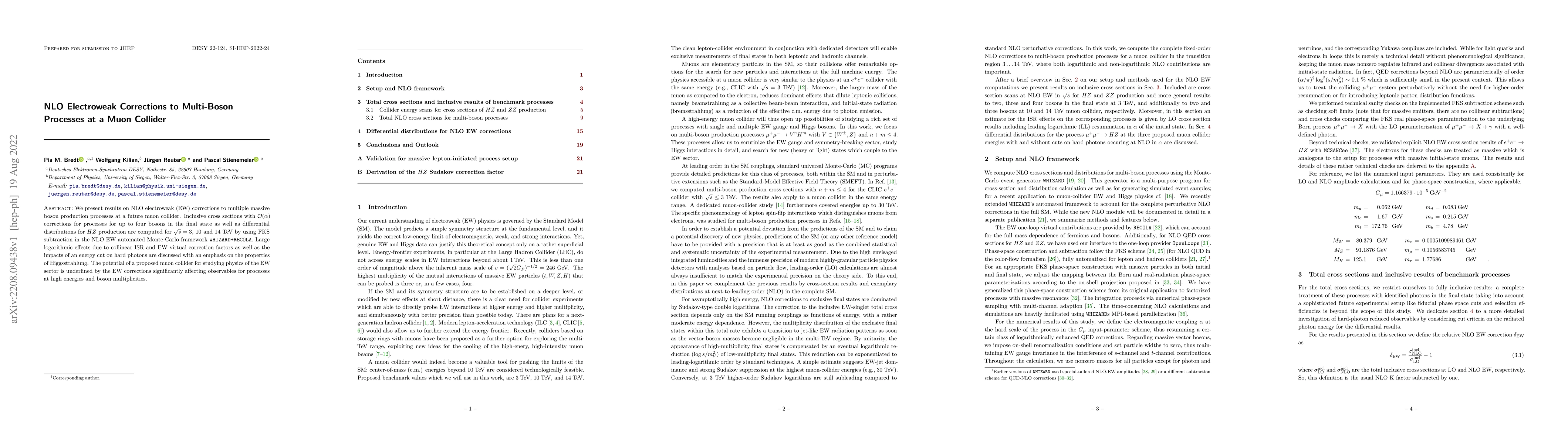 Thumbnail for NLO Electroweak Corrections to Multi-Boson Processes at a Muon Collider