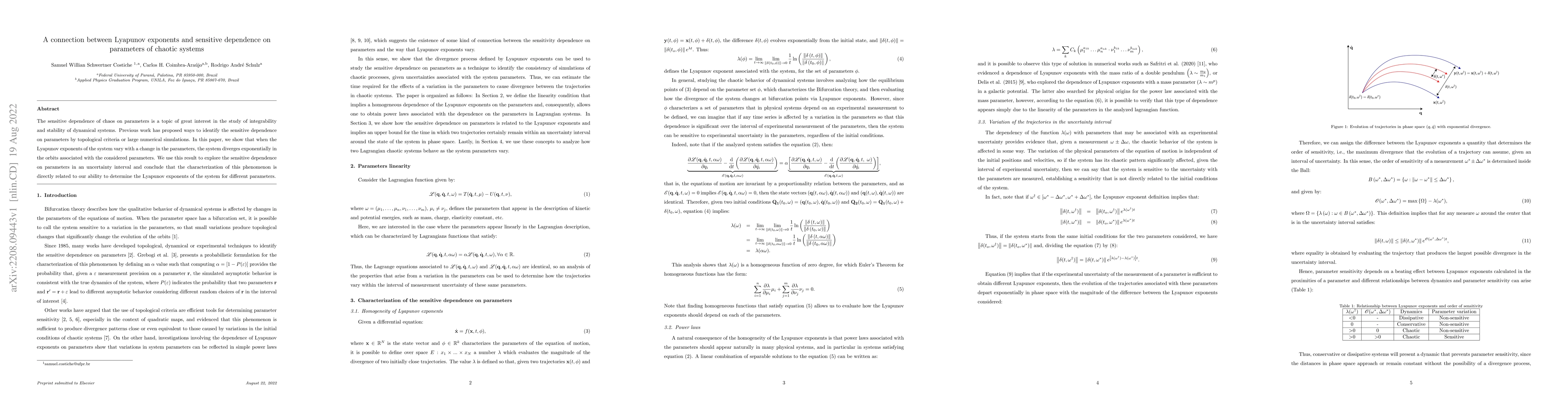 Thumbnail for A connection between Lyapunov exponents and sensitive dependence on
  parameters of chaotic systems