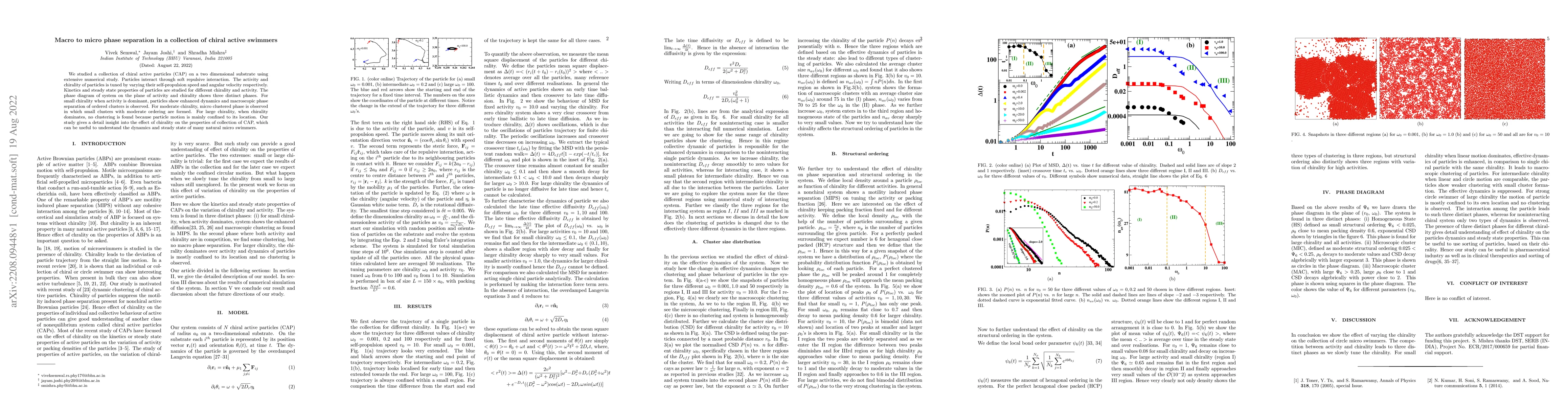 Thumbnail for Macro to micro phase separation in a collection of chiral active
  swimmers