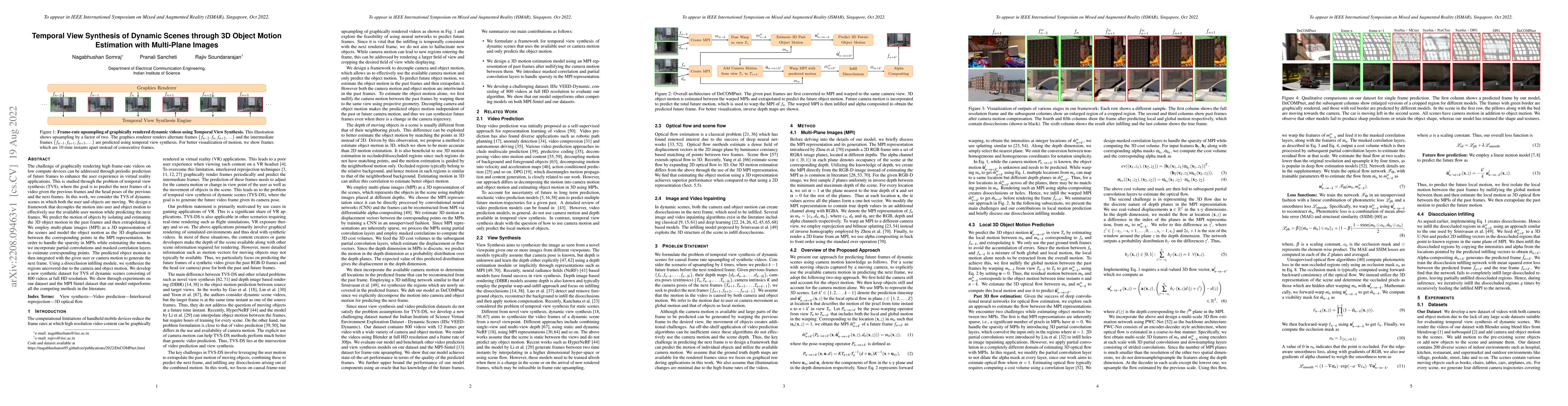 Thumbnail for Temporal View Synthesis of Dynamic Scenes through 3D Object Motion
  Estimation with Multi-Plane Images
