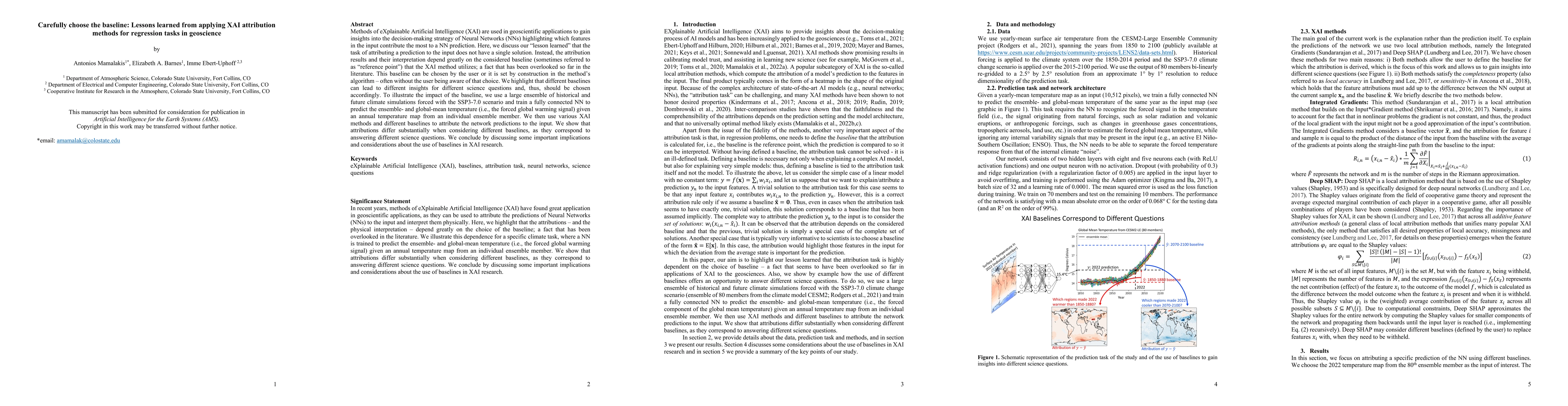 Thumbnail for Carefully choose the baseline: Lessons learned from applying XAI
  attribution methods for regression tasks in geoscience