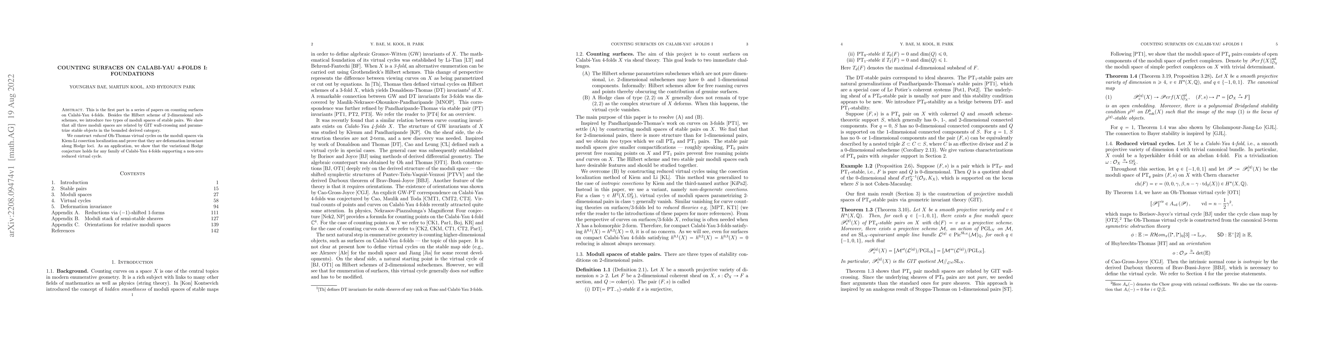 Thumbnail for Counting surfaces on Calabi-Yau 4-folds I: Foundations