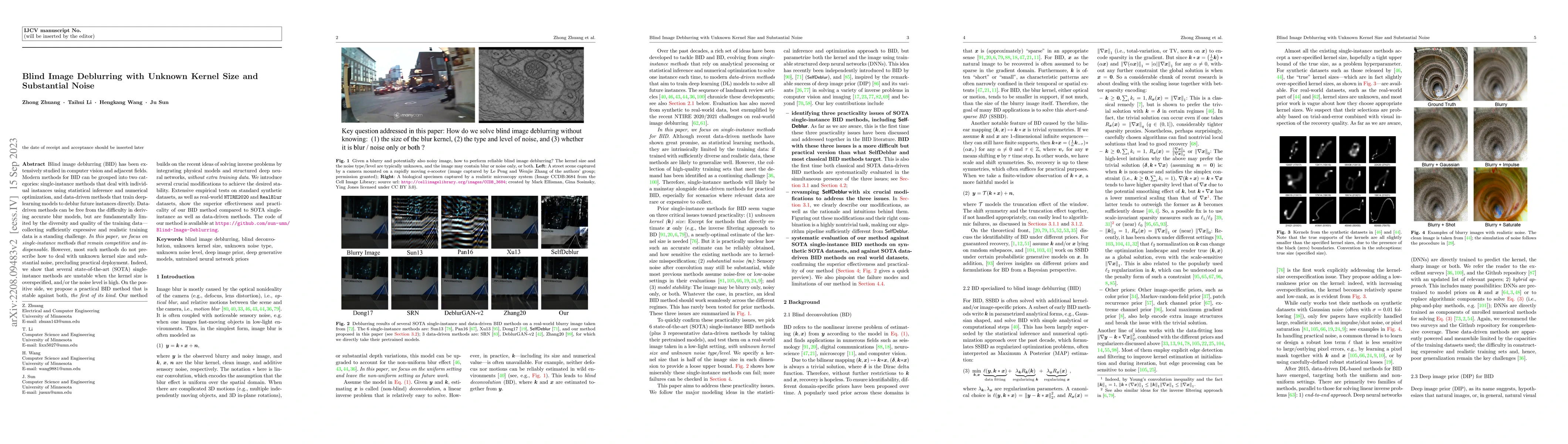 Thumbnail for Blind Image Deblurring with Unknown Kernel Size and Substantial Noise