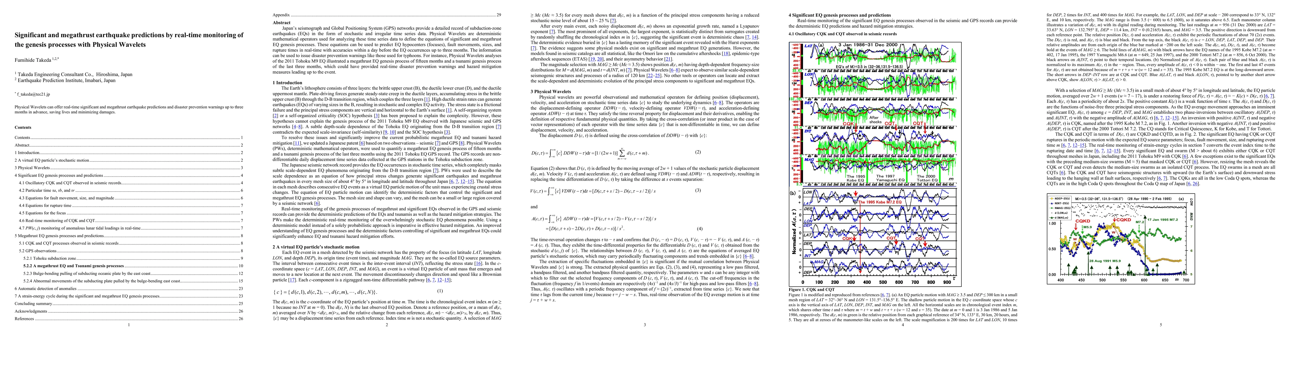 Thumbnail for Significant and megathrust earthquake predictions by real-time
  monitoring of the genesis processes with Physical Wavelets