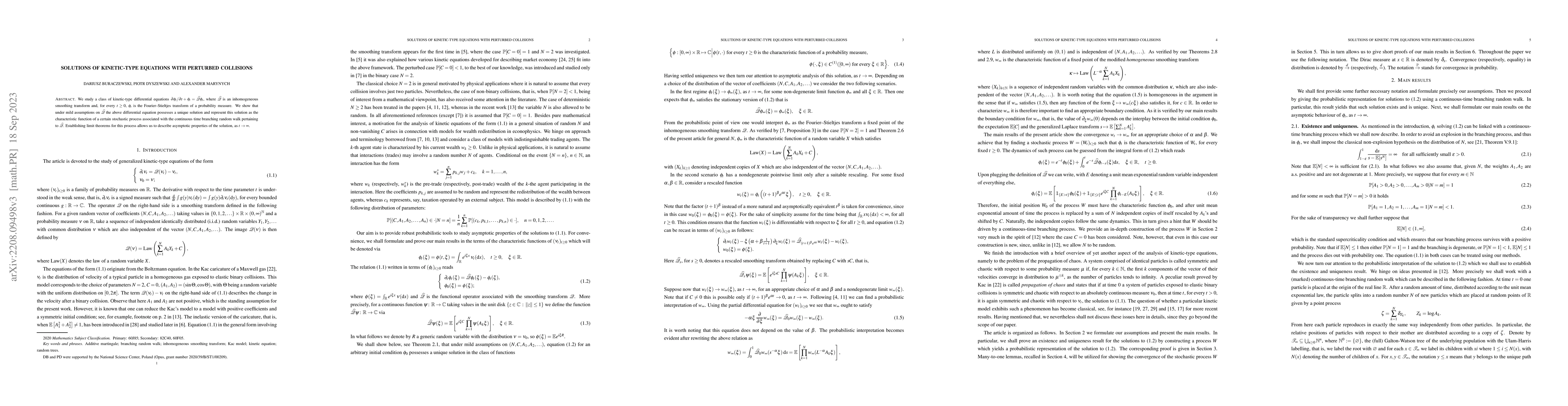 Thumbnail for Solutions of kinetic-type equations with perturbed collisions
