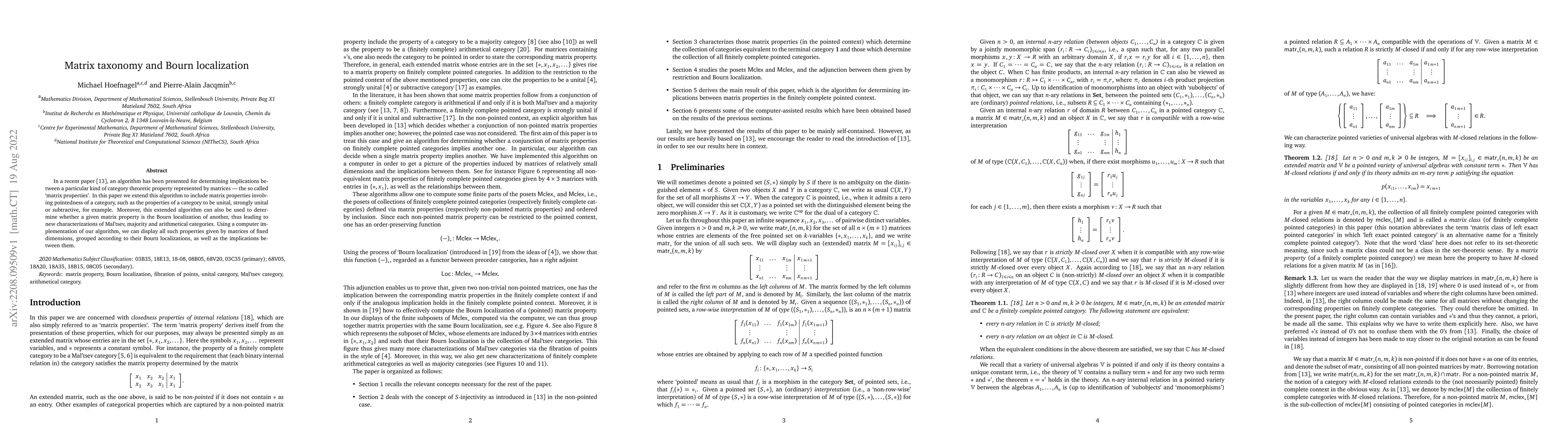 Thumbnail for Matrix taxonomy and Bourn localization