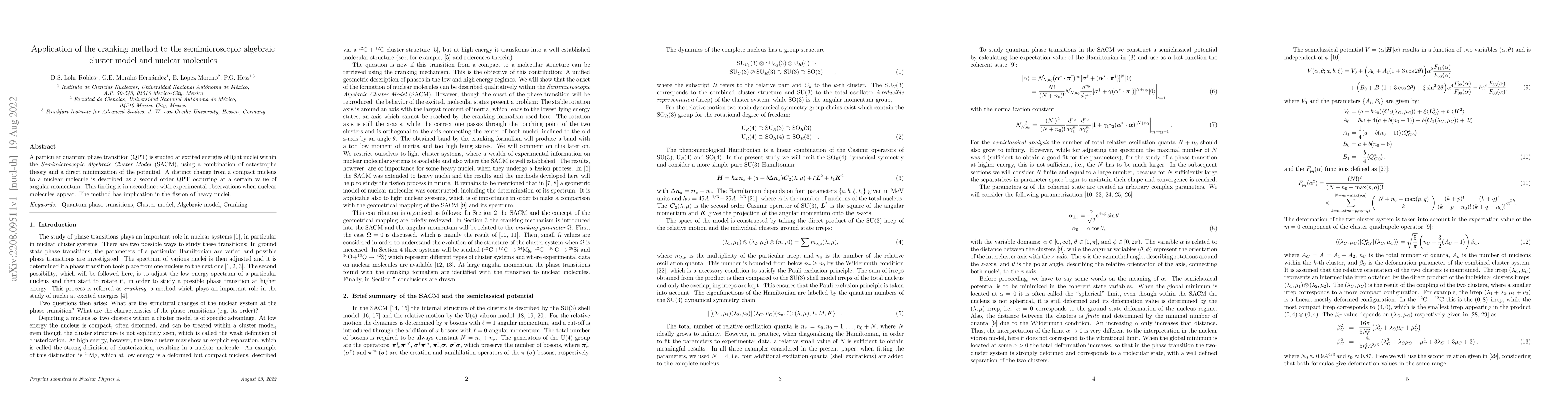 Thumbnail for Application of the cranking method to the semimicroscopic algebraic
  cluster model and nuclear molecules