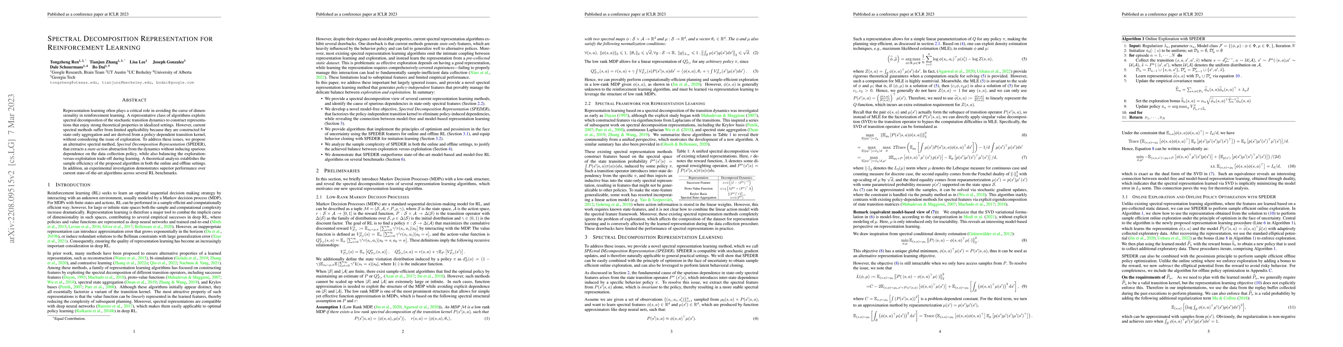 Thumbnail for Spectral Decomposition Representation for Reinforcement Learning