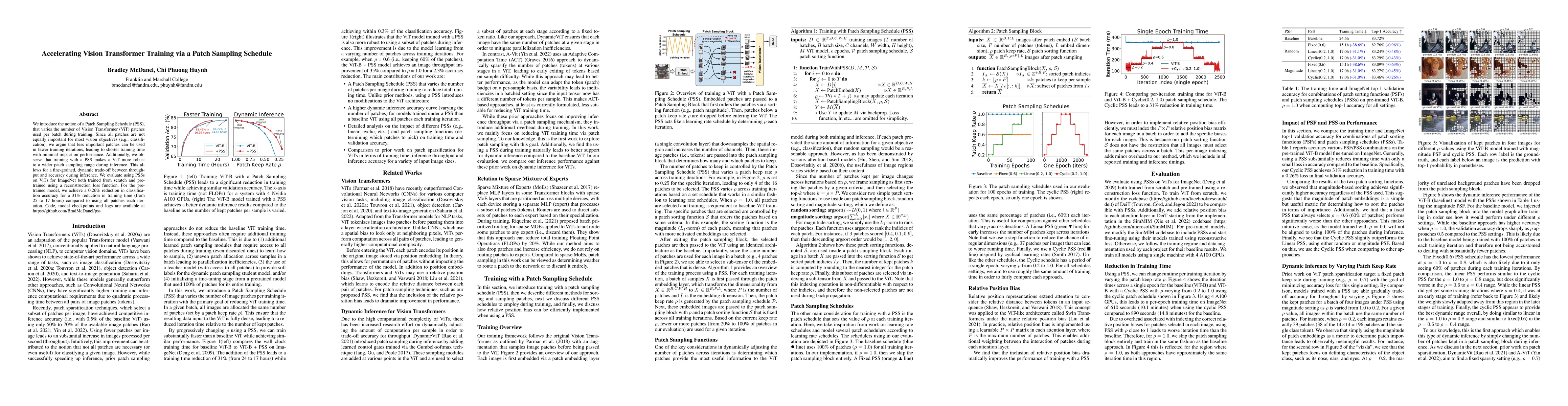 Thumbnail for Accelerating Vision Transformer Training via a Patch Sampling Schedule