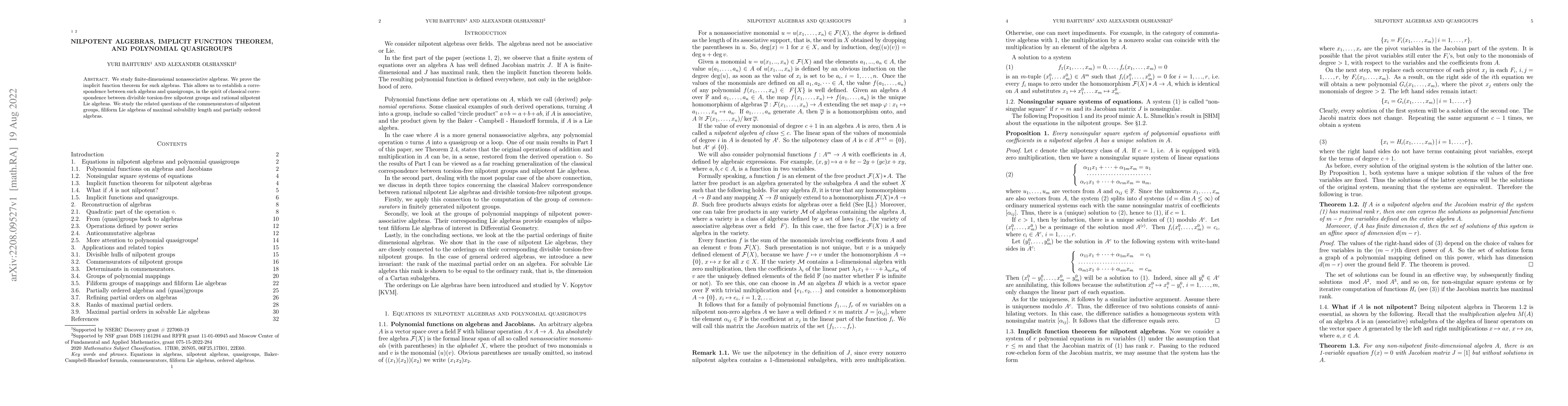 Thumbnail for Nilpotent algebras, implicit function theorem, and polynomial
  quasigroups
