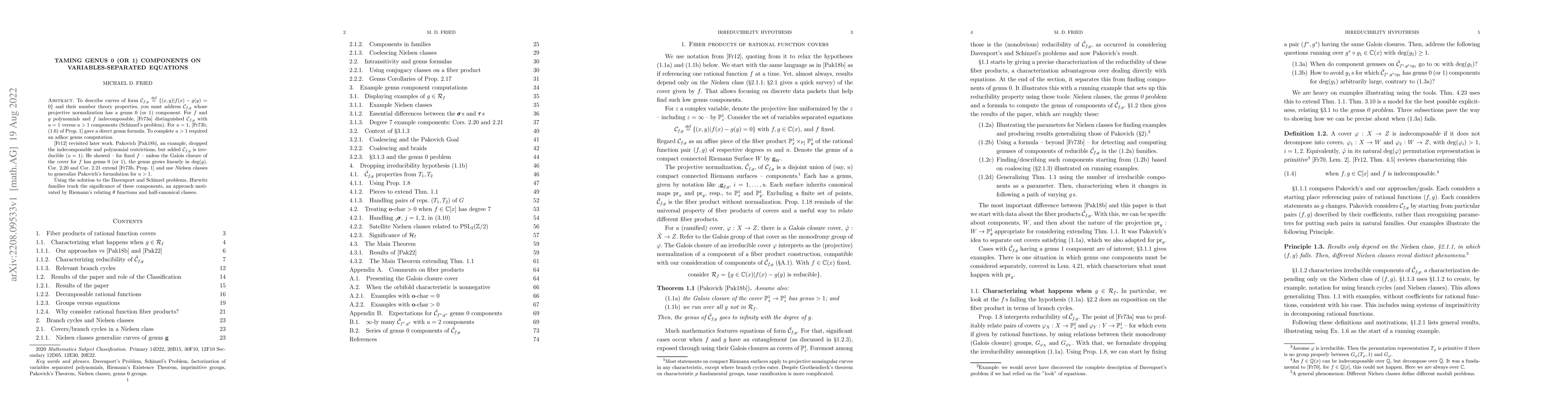 Thumbnail for Taming Genus 0 (or 1) components on variables-separated equations