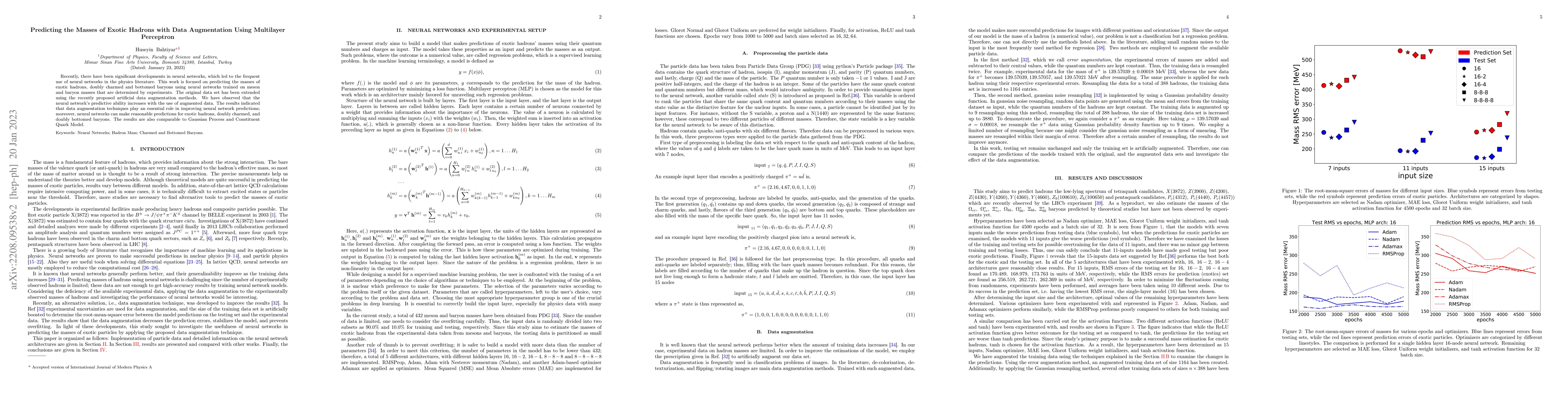 Thumbnail for Predicting the Masses of Exotic Hadrons with Data Augmentation Using
  Multilayer Perceptron