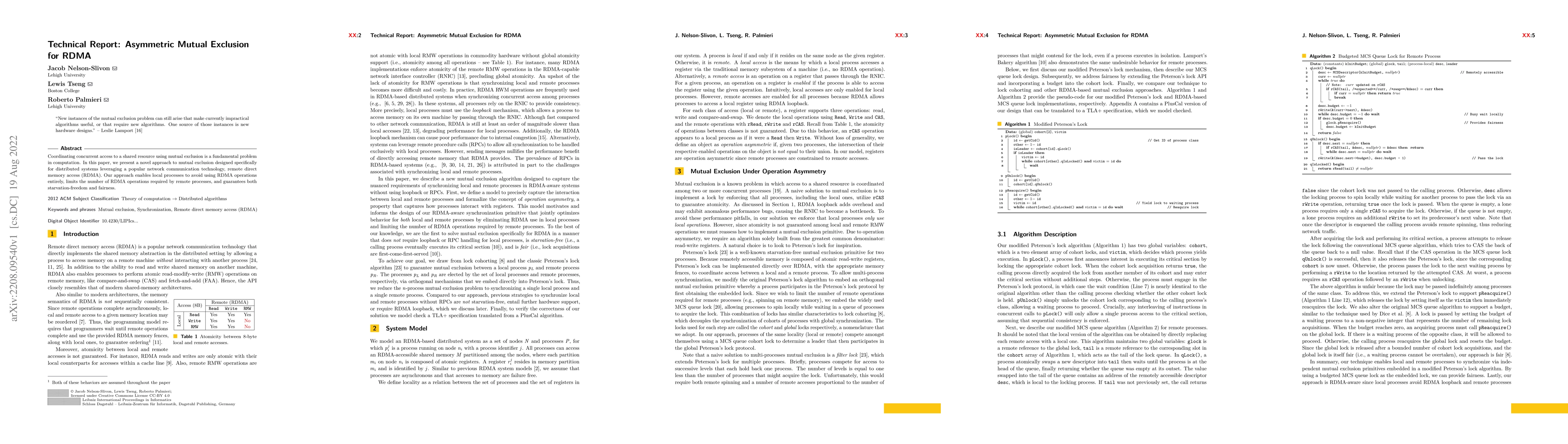 Thumbnail for Technical Report: Asymmetric Mutual Exclusion for RDMA