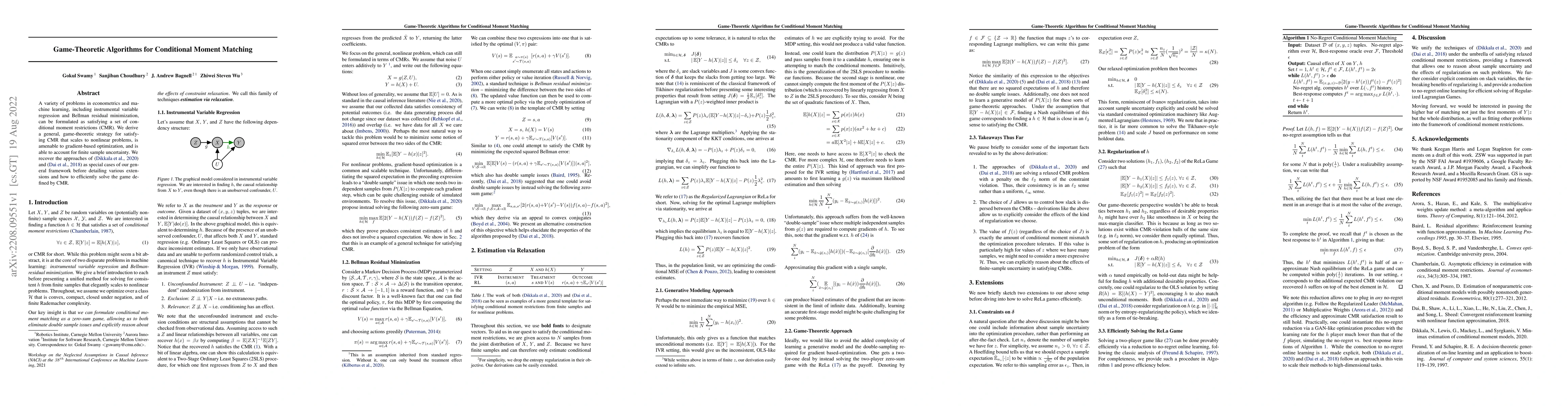 Thumbnail for Game-Theoretic Algorithms for Conditional Moment Matching