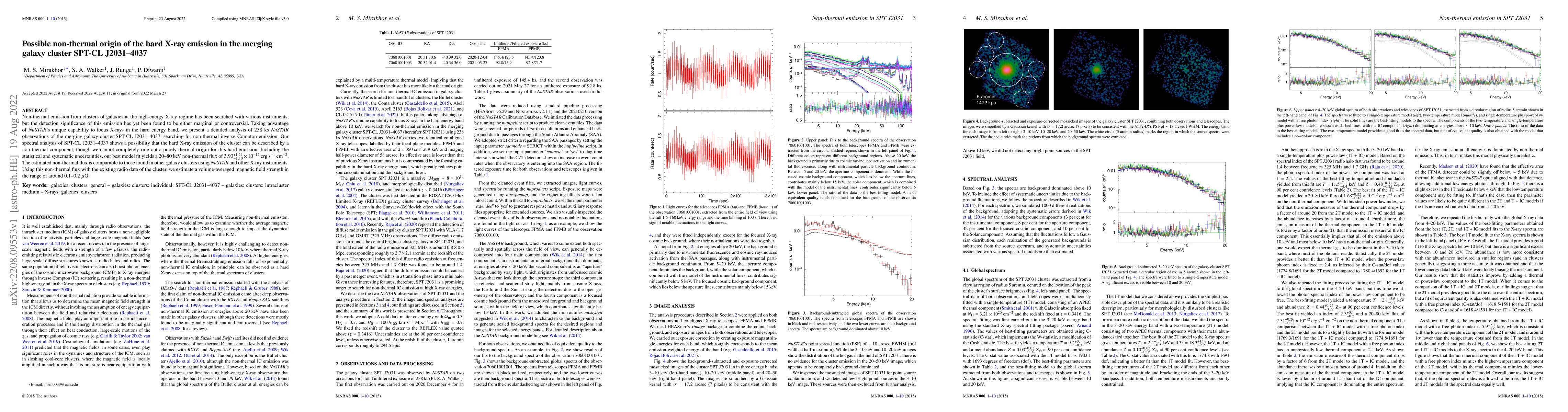 Thumbnail for Possible non-thermal origin of the hard X-ray emission in the merging
  galaxy cluster SPT-CL J2031-4037