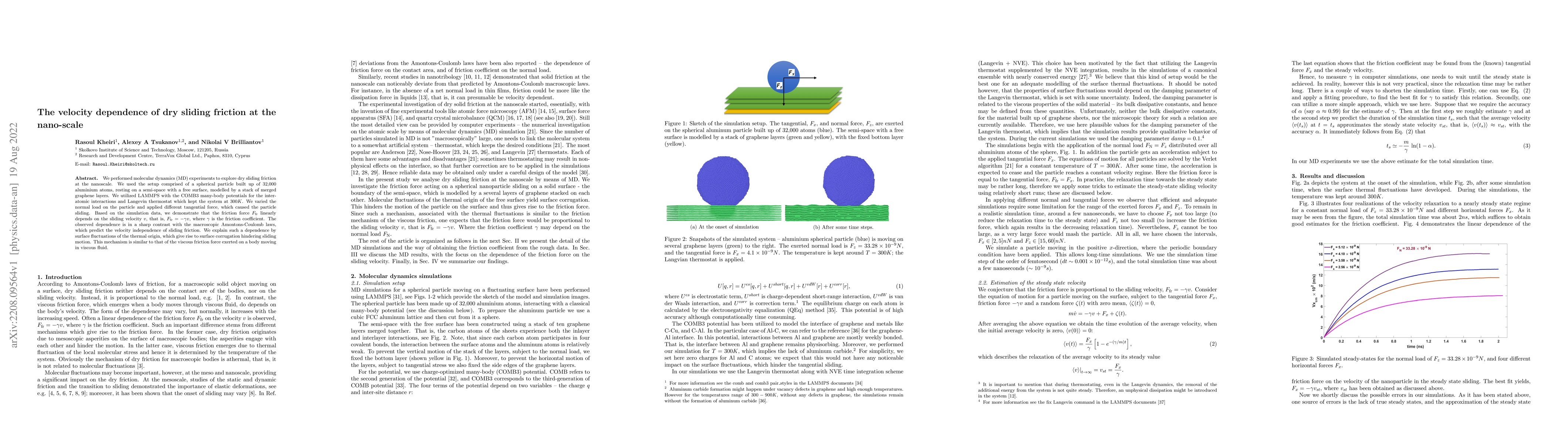 Thumbnail for The velocity dependence of dry sliding friction at the nano-scale