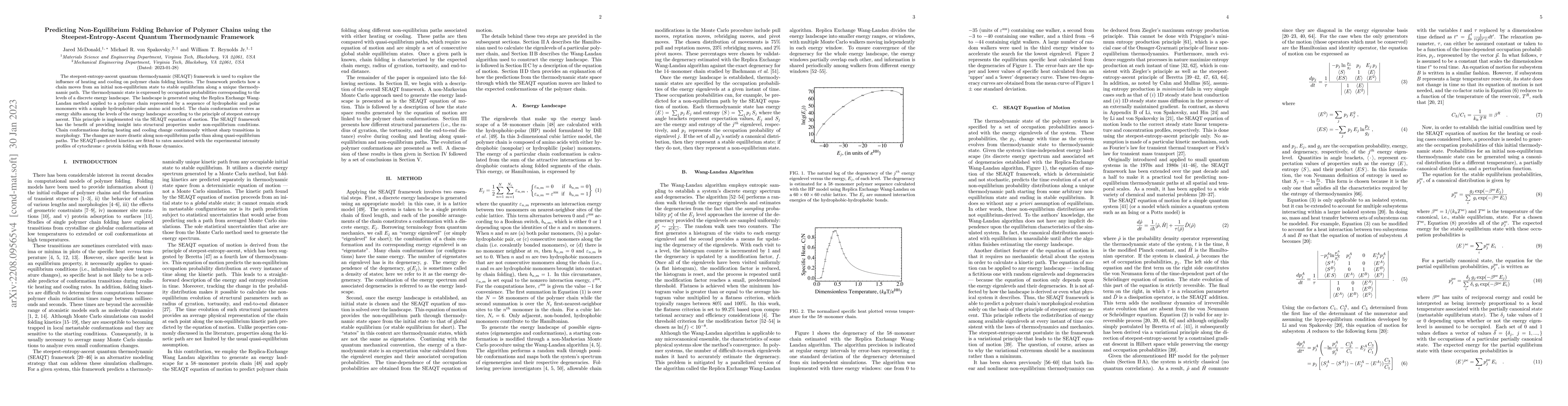 Thumbnail for Predicting Non-Equilibrium Folding Behavior of Polymer Chains using the
  Steepest-Entropy-Ascent Quantum Thermodynamic Framework