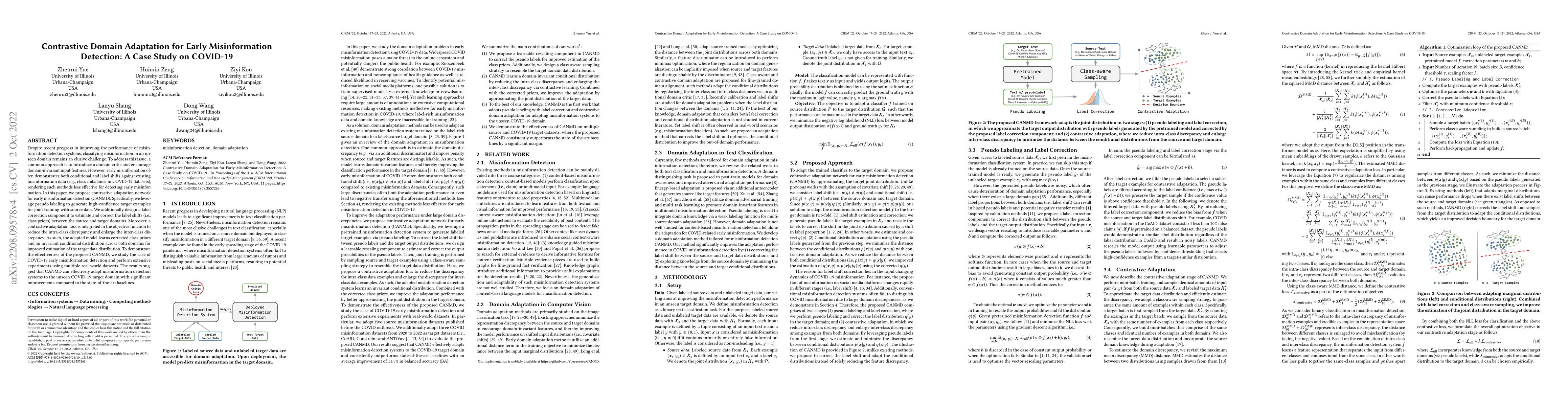 Thumbnail for Contrastive Domain Adaptation for Early Misinformation Detection: A Case
  Study on COVID-19