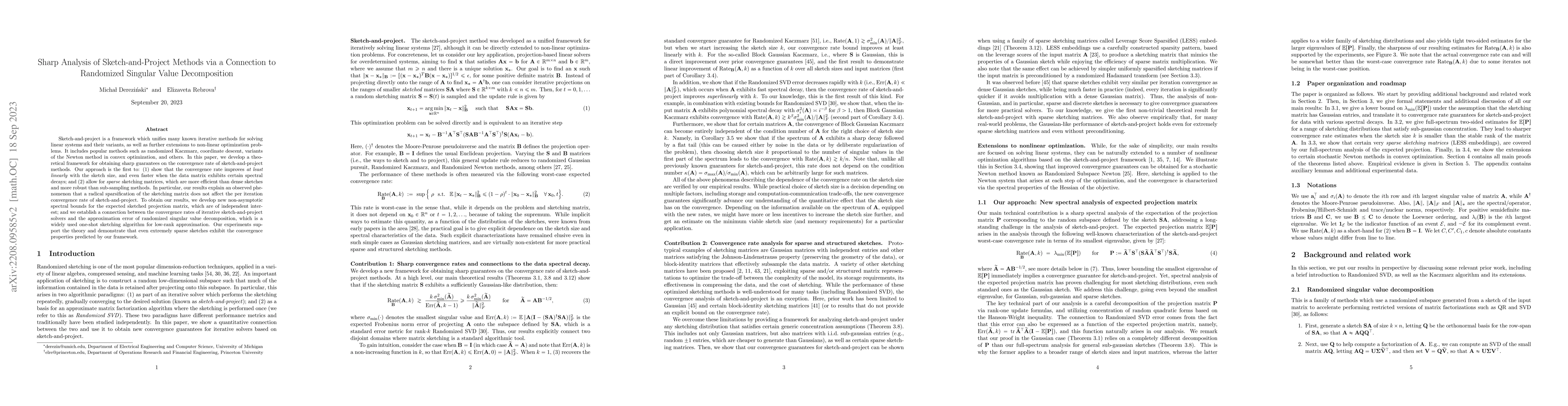 Thumbnail for Sharp Analysis of Sketch-and-Project Methods via a Connection to
  Randomized Singular Value Decomposition