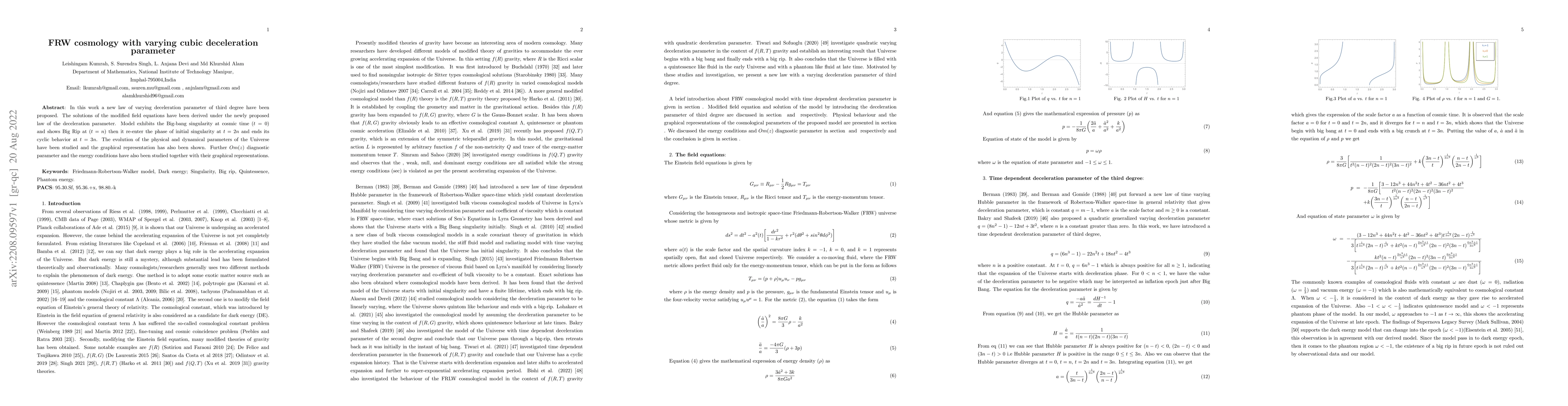 Thumbnail for FRW cosmology with varying cubic deceleration parameter