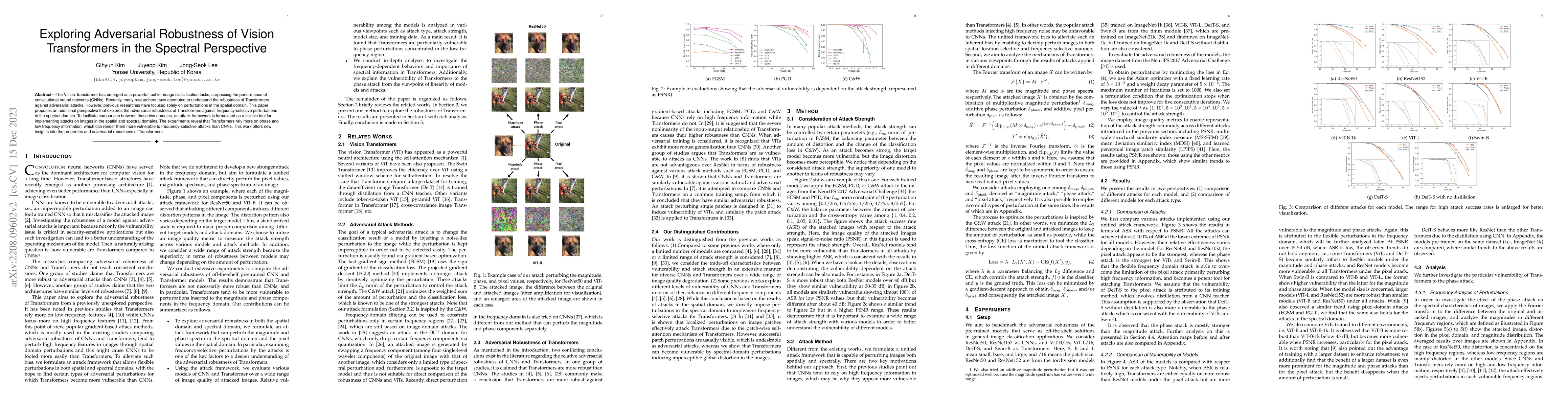Thumbnail for Exploring Adversarial Robustness of Vision Transformers in the Spectral
  Perspective