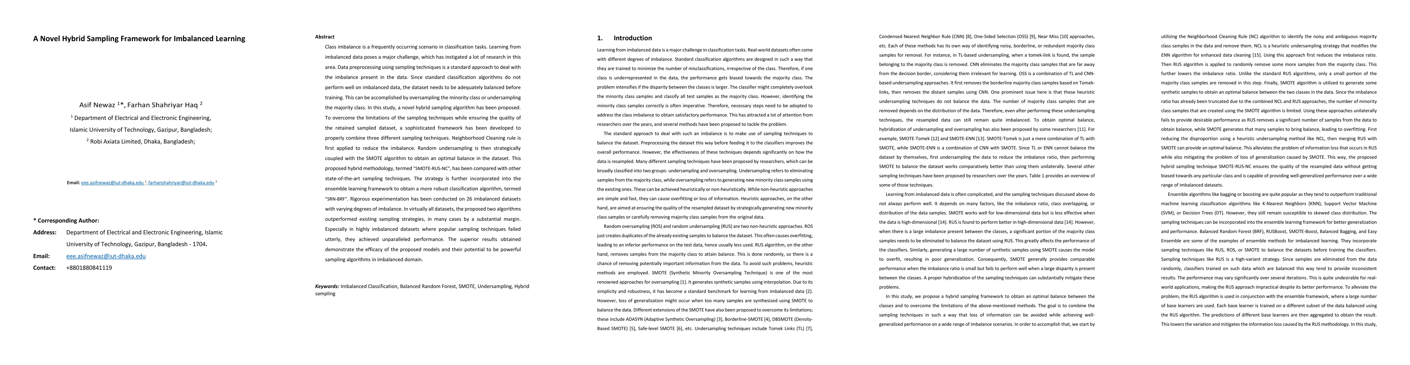 Thumbnail for A Novel Hybrid Sampling Framework for Imbalanced Learning