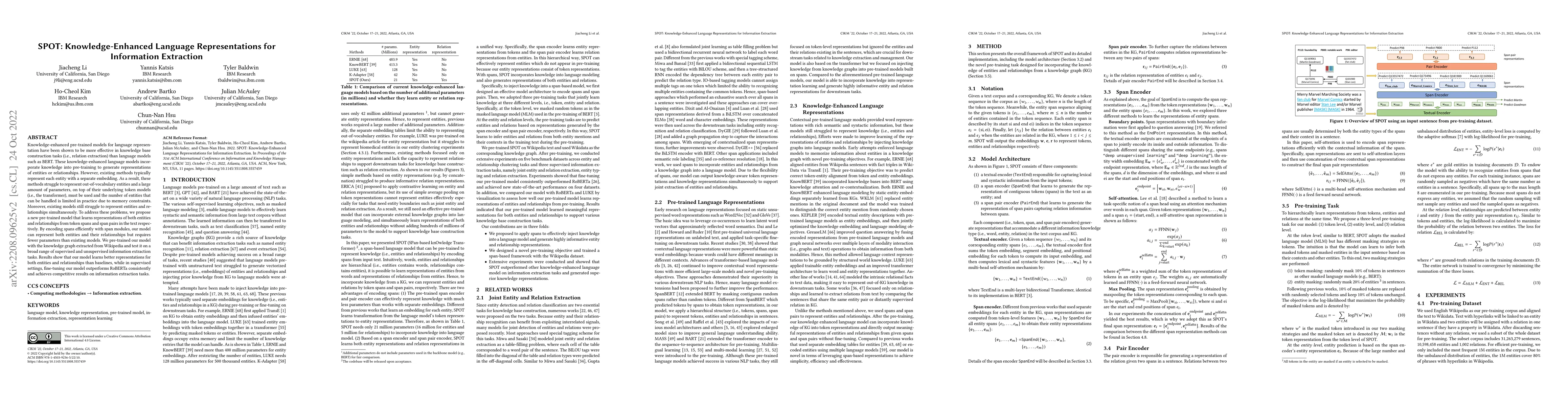 Thumbnail for SPOT: Knowledge-Enhanced Language Representations for Information
  Extraction