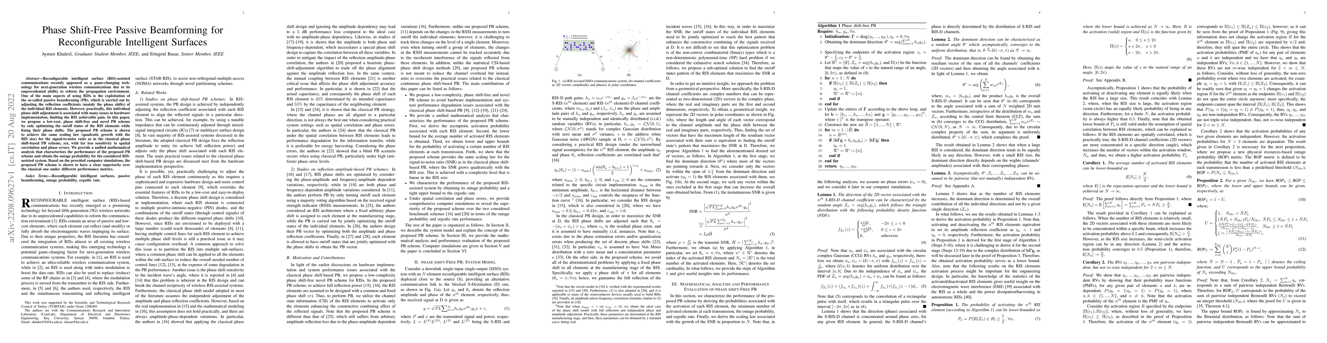 Thumbnail for Phase Shift-Free Passive Beamforming for Reconfigurable Intelligent
  Surfaces