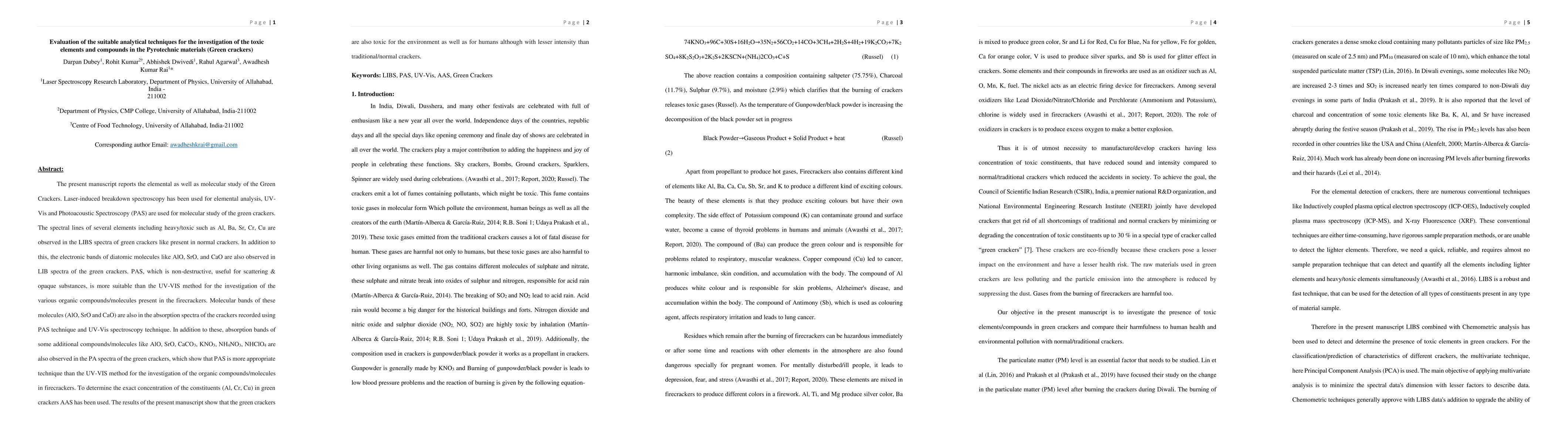 Thumbnail for Evaluation of the suitable analytical techniques for the investigation
  of the toxic elements and compounds in the Pyrotechnic materials (Green
  crackers)