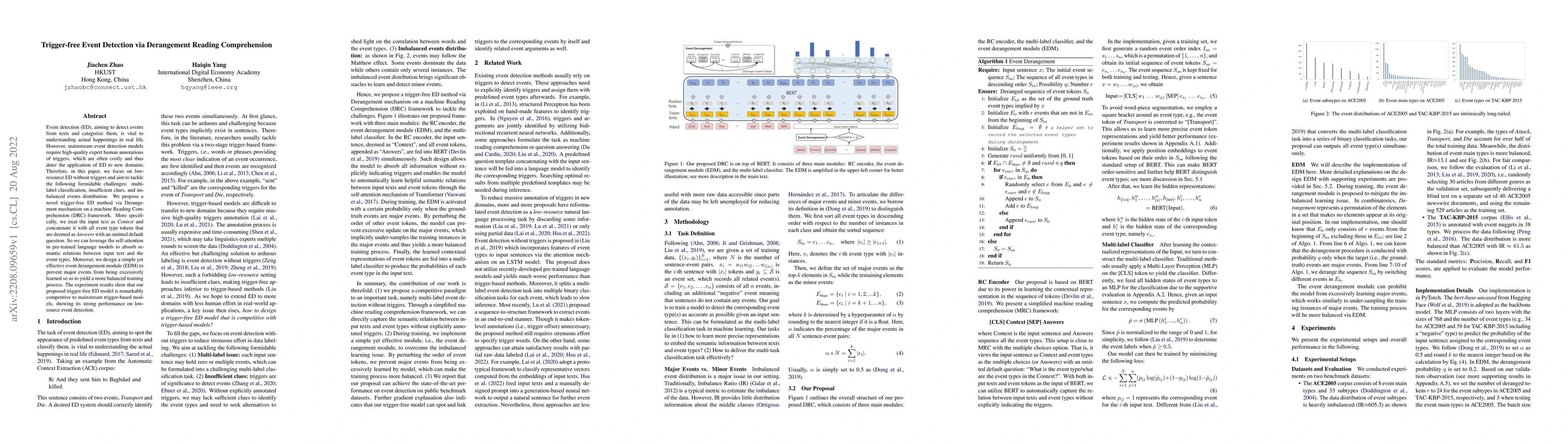 Thumbnail for Trigger-free Event Detection via Derangement Reading Comprehension