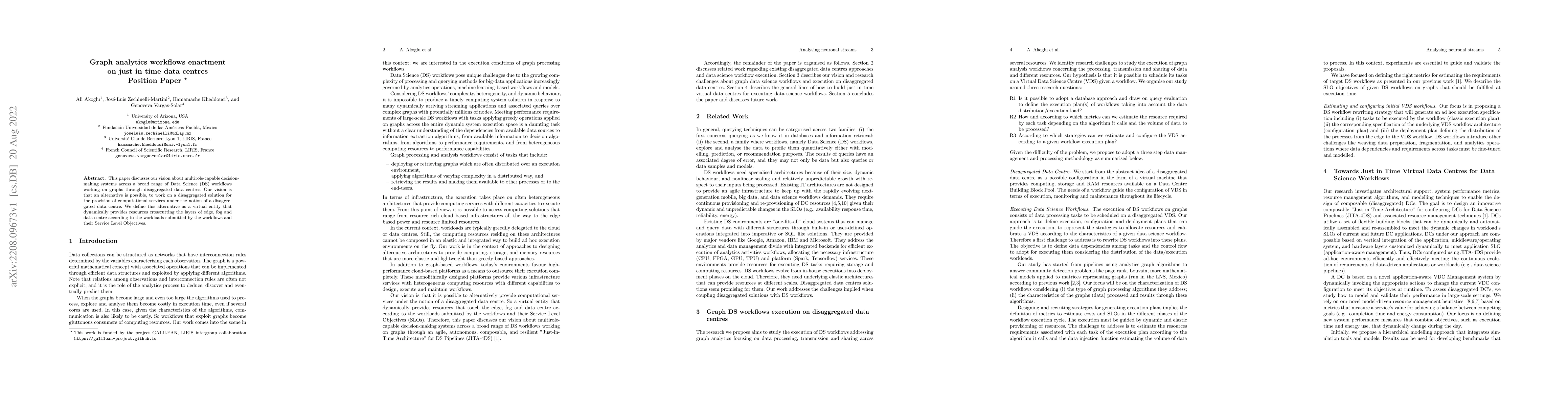 Thumbnail for Graph analytics workflows enactment on just in time data centres,
  Position Paper