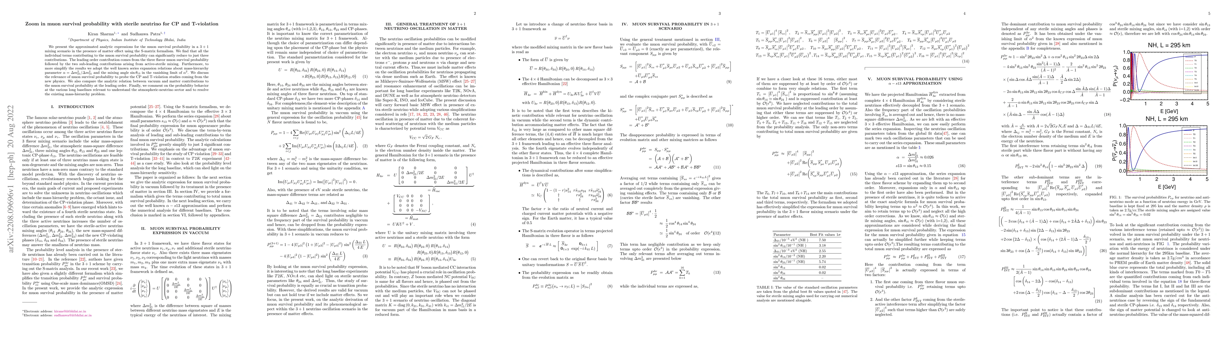Thumbnail for Zoom in muon survival probability with sterile neutrino for CP and
  T-violation